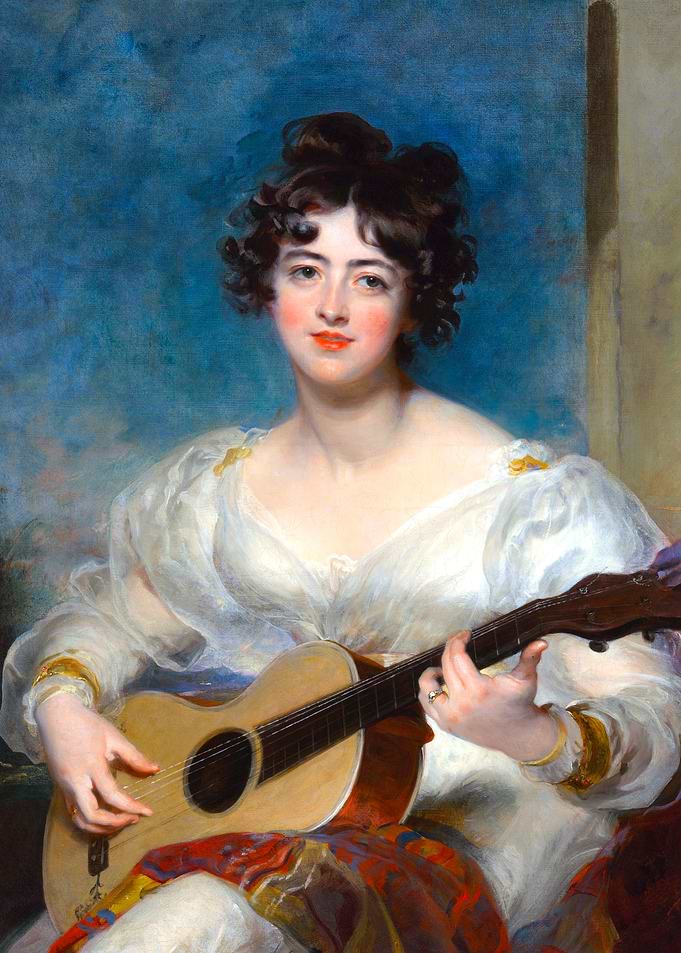 Portrait Painting of a Woman Playing Guitar