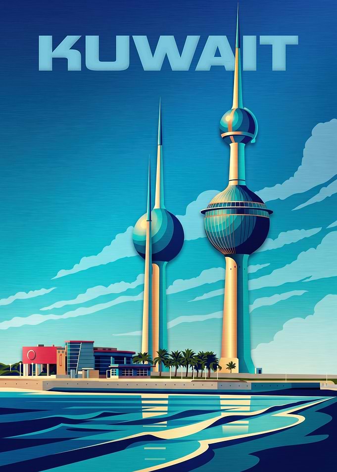 Kuwait Towers Travel Poster