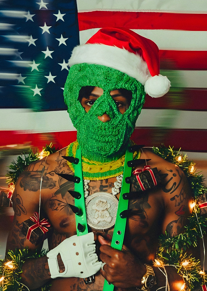 Grinch-Inspired Christmas Rapper Portrait