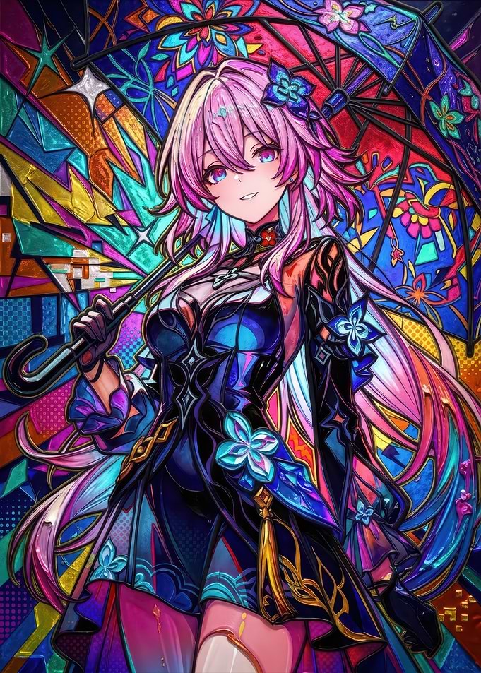 Girl with Stained Glass Umbrella