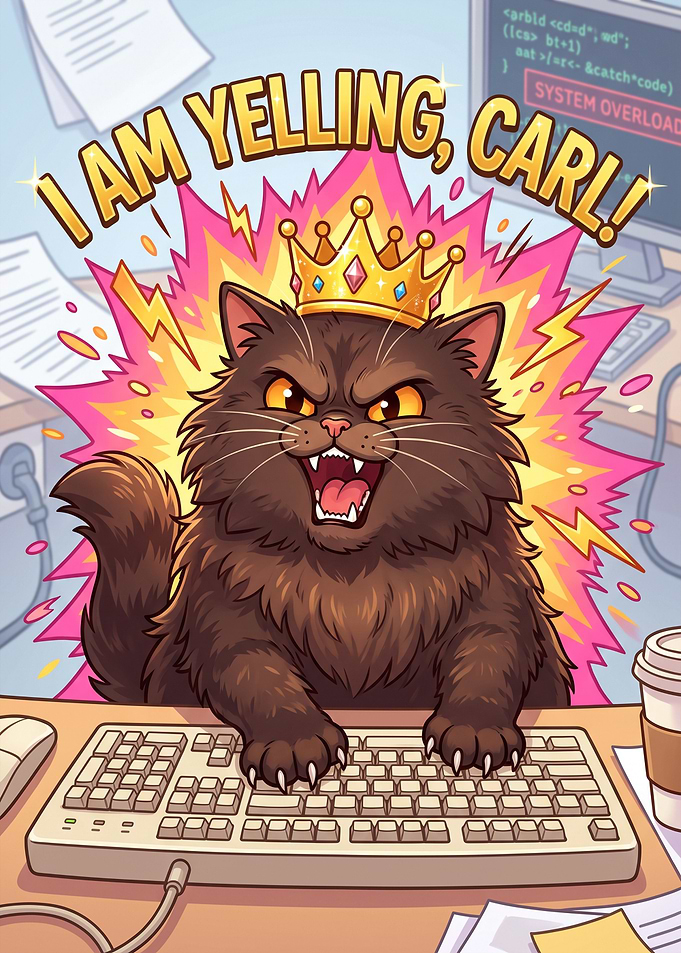 Cat i am Yelling carl at Computer