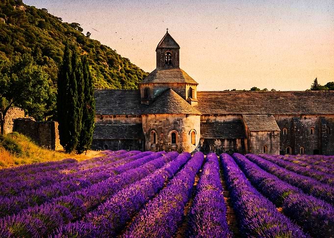Provence Lavender Field Abbey Art
