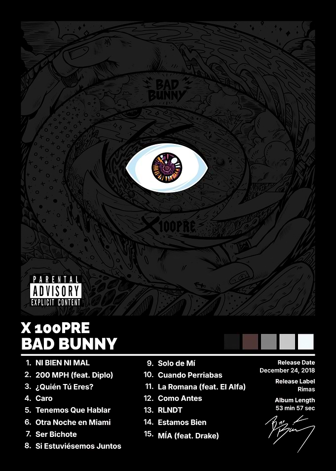 Bad Bunny X 100PRE Album Poster