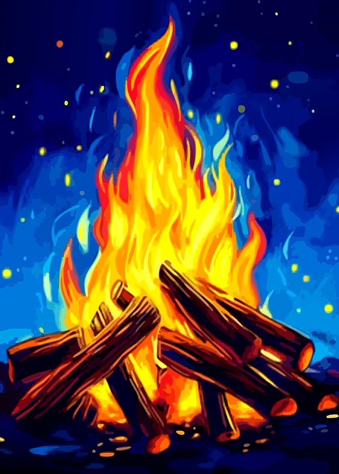 Vibrant Campfire Against Night Sky