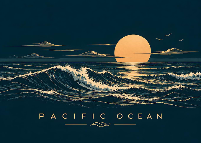 Pacific Ocean Golden Waves