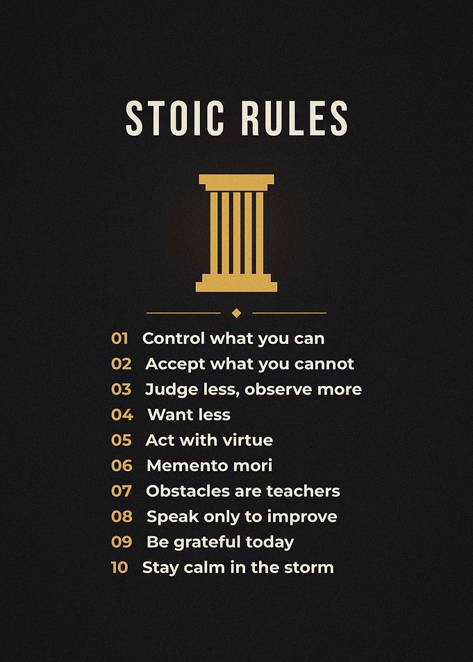 10 Stoic Rules Greek Column Poster