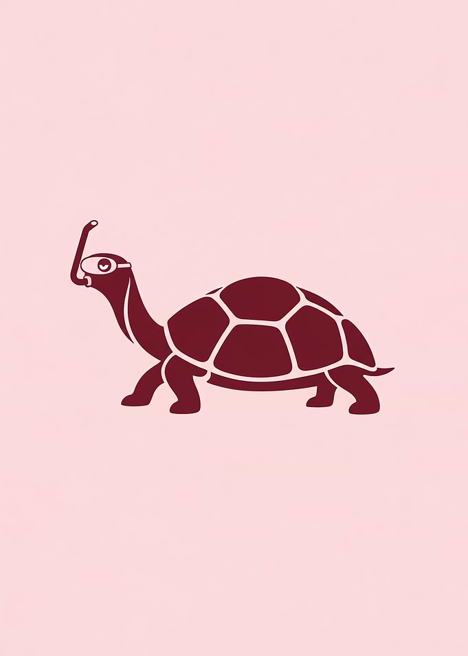 Minimalist Snorkeling Turtle Illustration