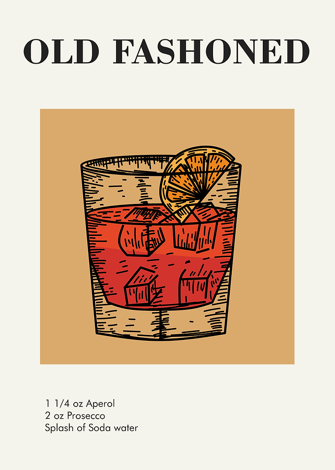 Old Fashioned Cocktail Recipe Poster