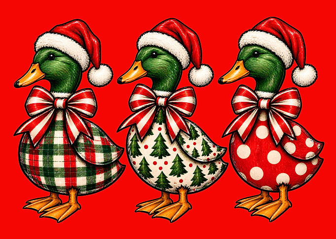 Three Christmas Mallard Ducks