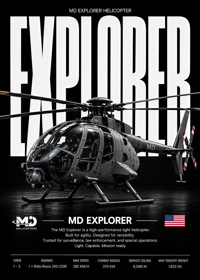 MD Explorer Helicopter Technical Poster