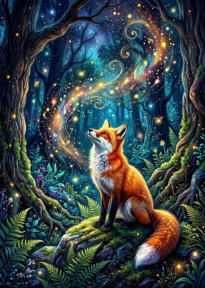 Magical Fox in Enchanted Forest