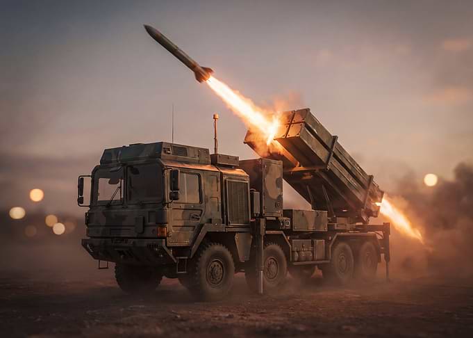 Military Rocket Launcher Firing Missile