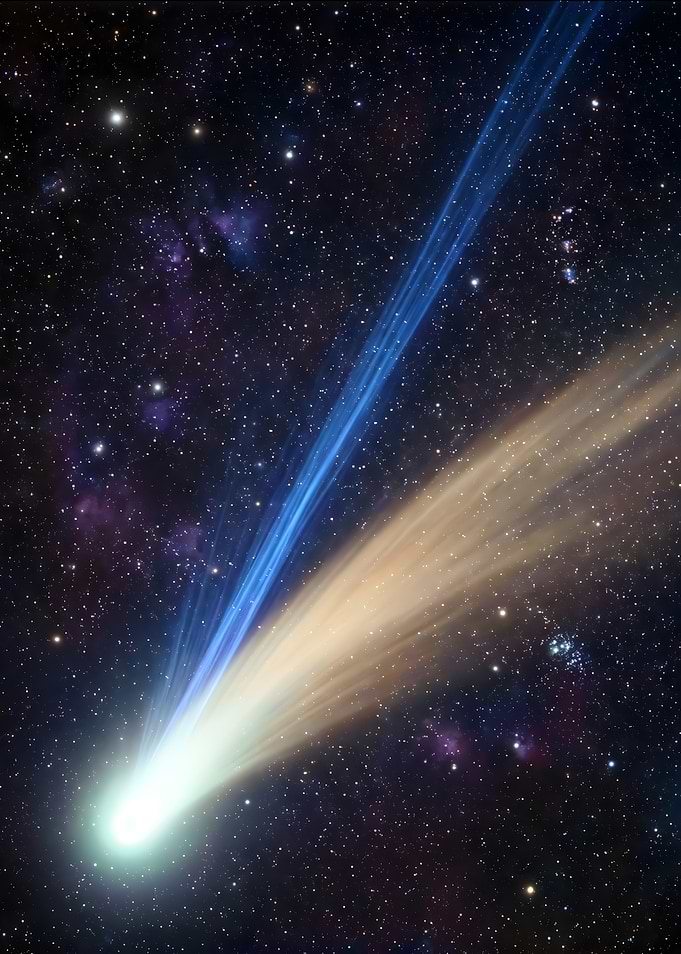 Comet with Dual Ion Tails