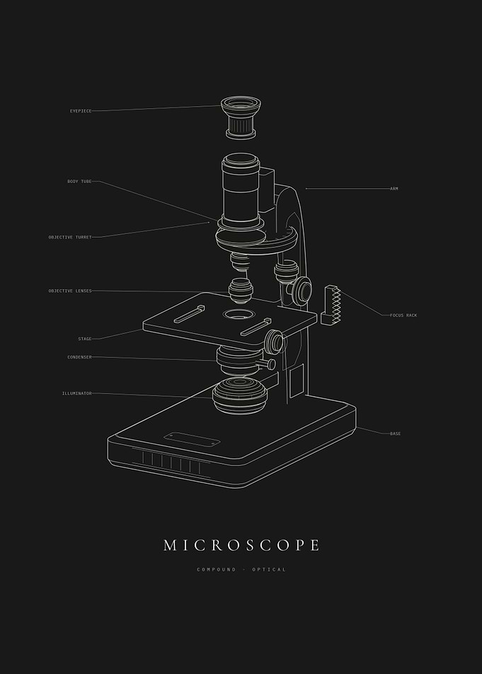Microscope Blueprint Technical Diagram