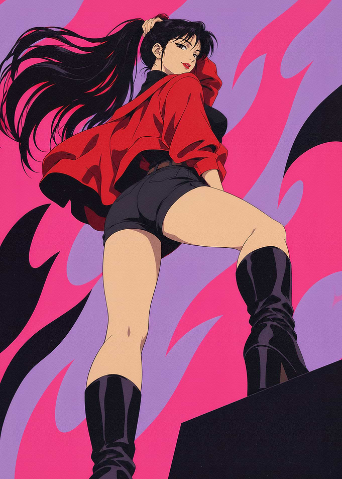 Retro Anime Girl in Red Jacket