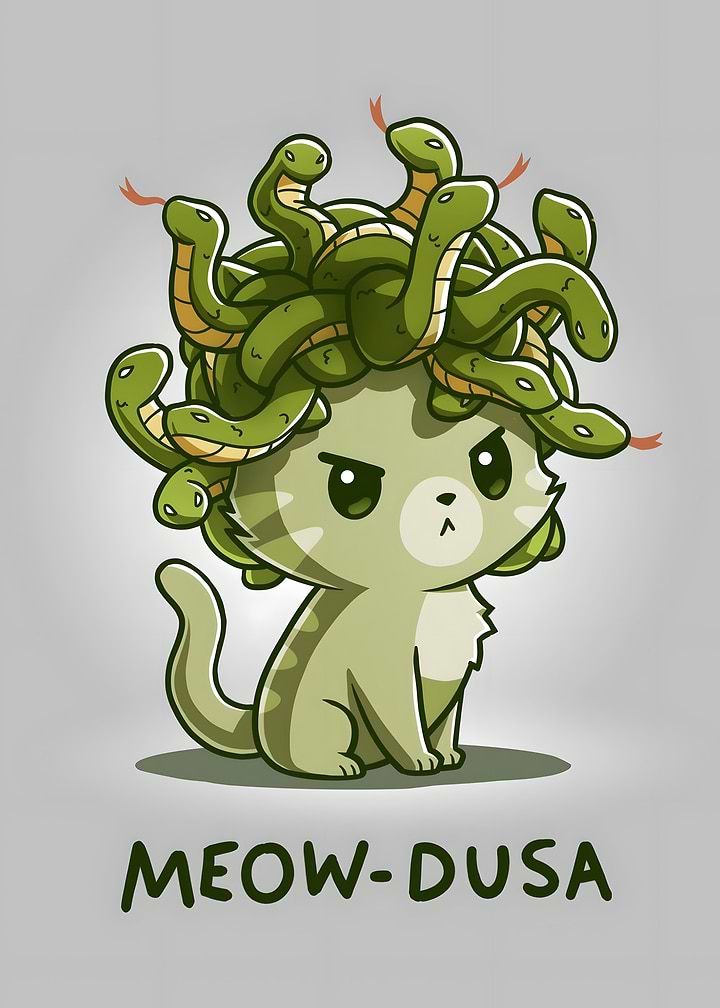 Cute Meow-dusa Cat Illustration