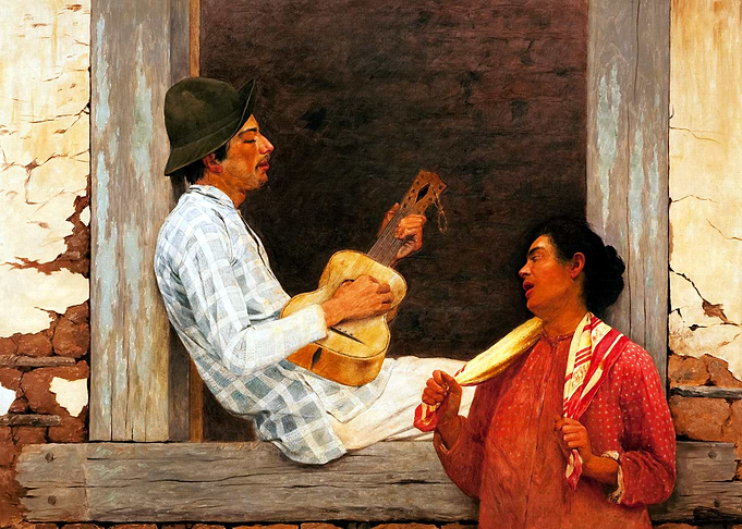 The Guitar Player Painting by Almeida Junior