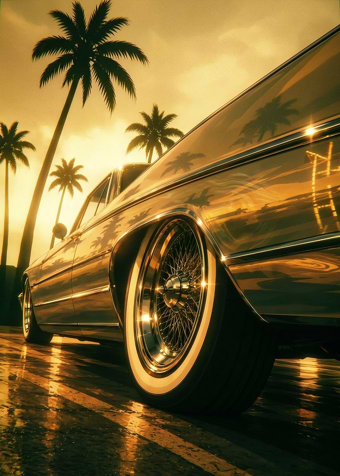 Classic Lowrider at Golden Hour