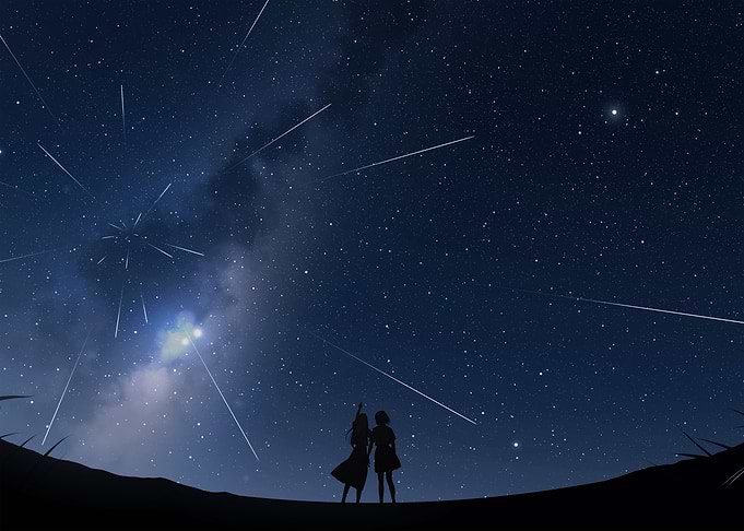 Two Girls Watching Meteor Shower