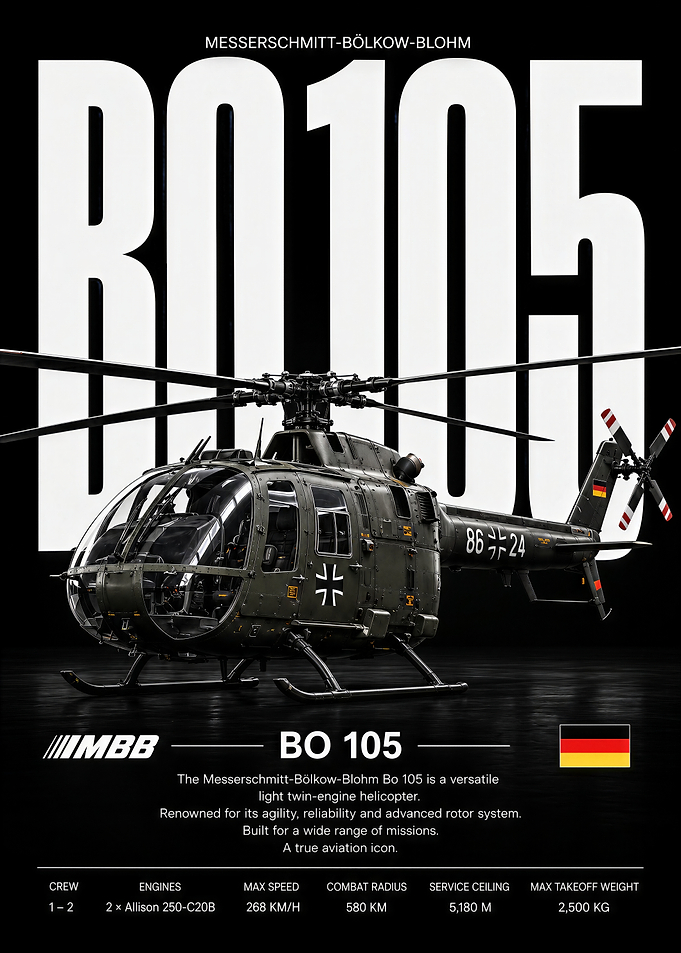 Messerschmitt-Bölkow-Blohm Bo 105 Helicopter Poster