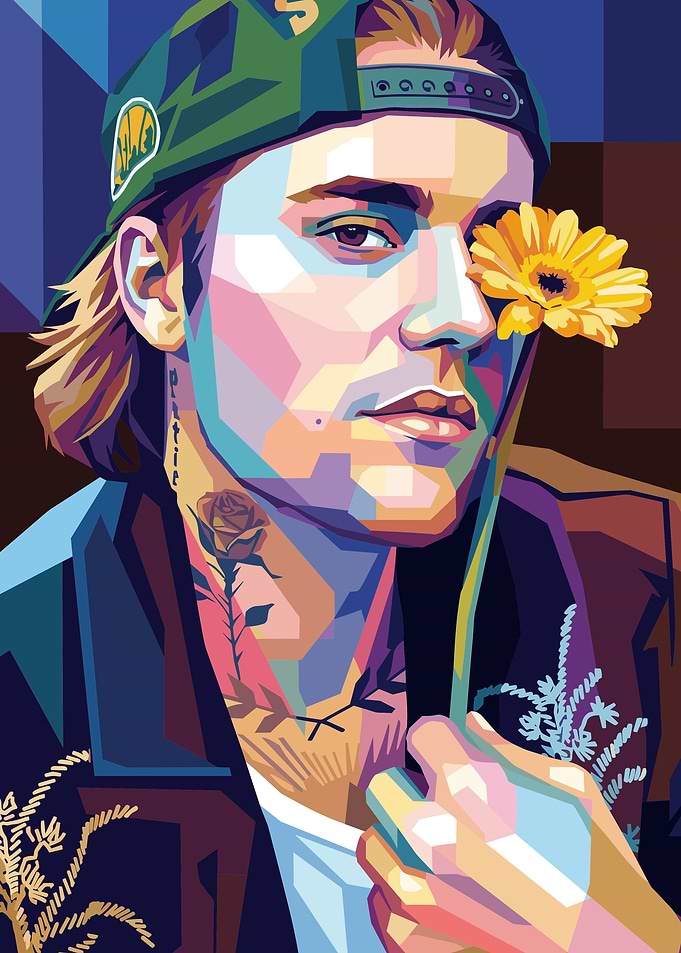 Justin Bieber WPAP Pop Art Portrait