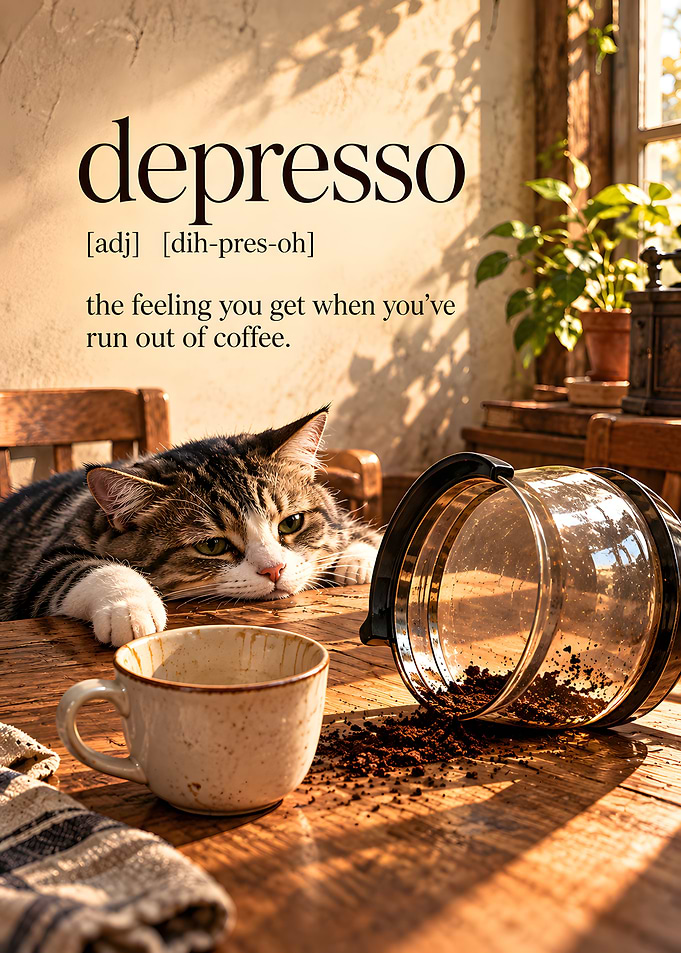 Depresso Cat Coffee Definition Poster