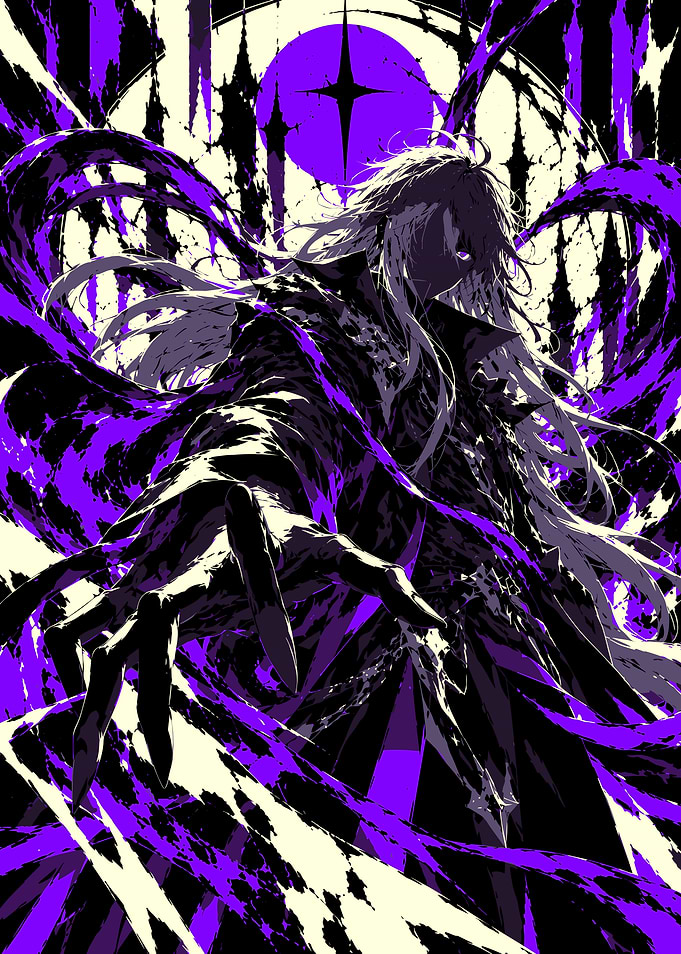 Dark Anime Character with Purple Aura