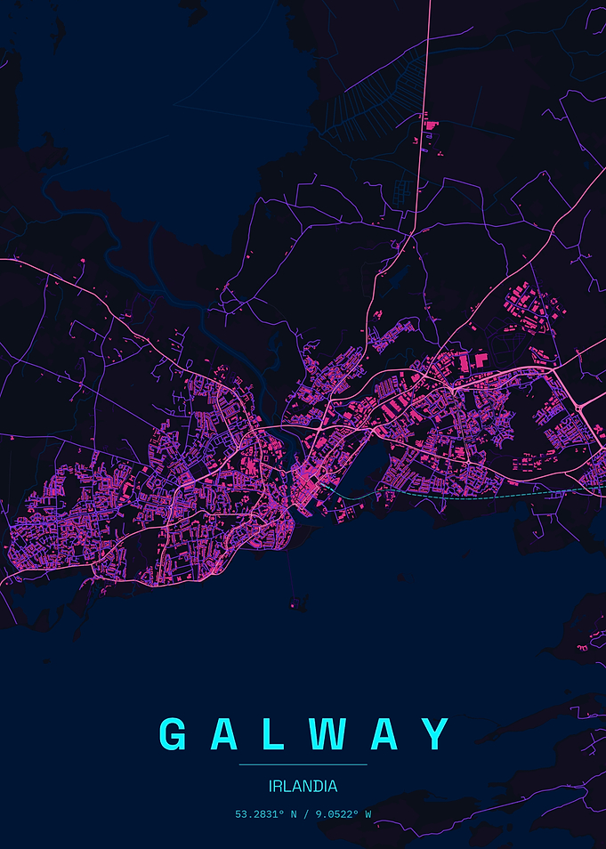 Galway Ireland Neon Map Poster