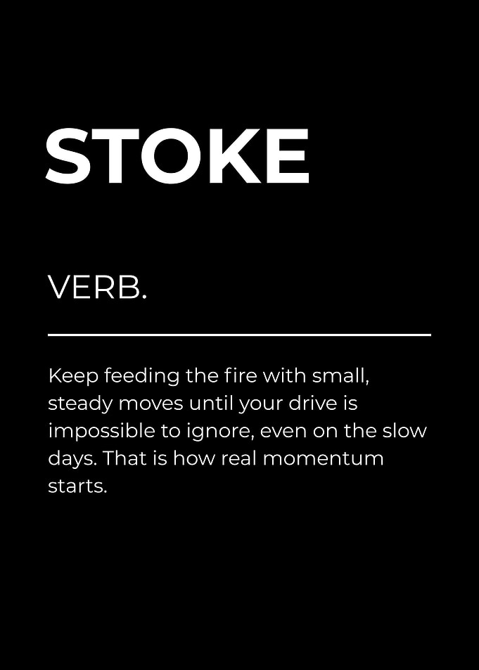 Stoke Definition Poster – Momentum, Small Wins & Daily Drive Mindset
