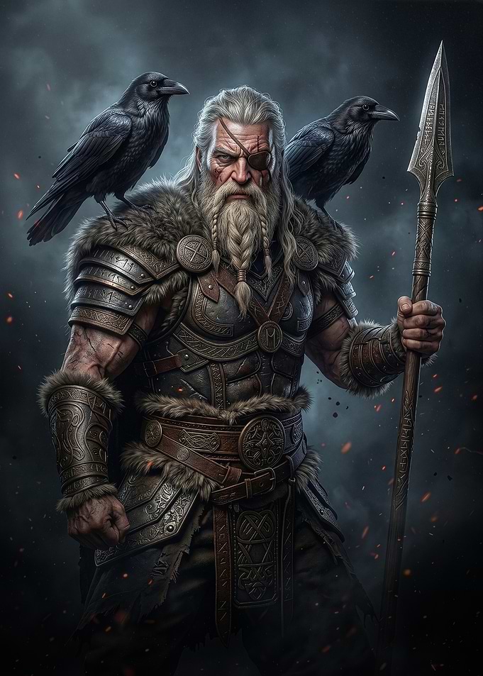 Odin with Ravens and Spear