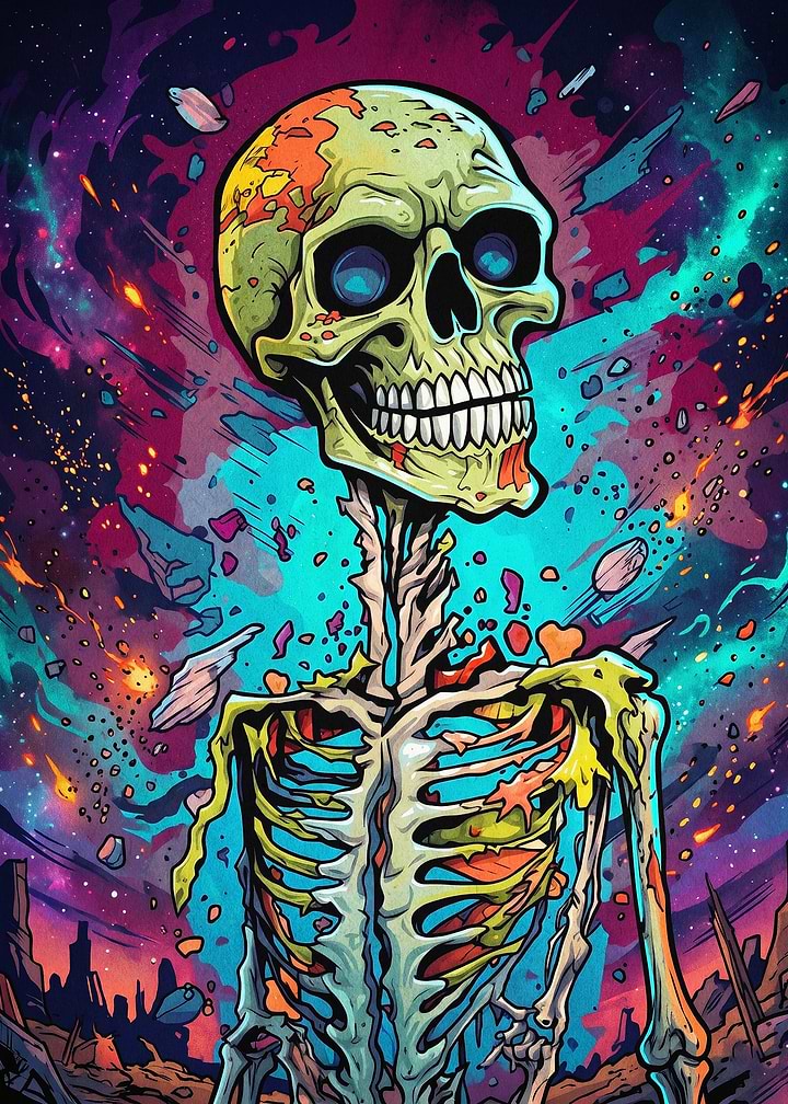 Cosmic Skeleton Space Art Poster