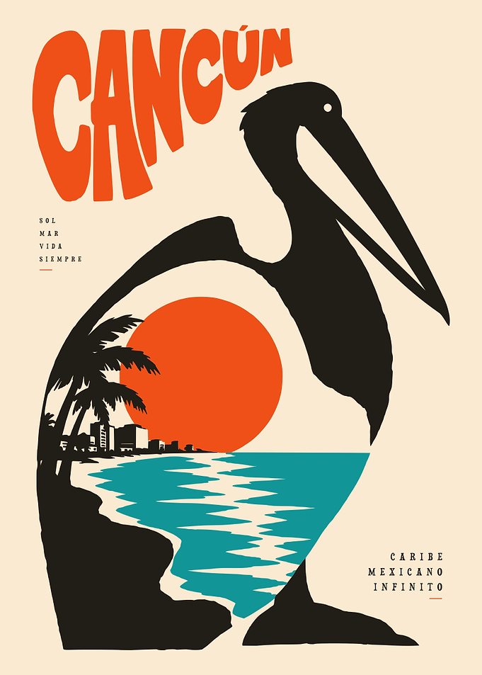 Vintage Cancun Travel Poster