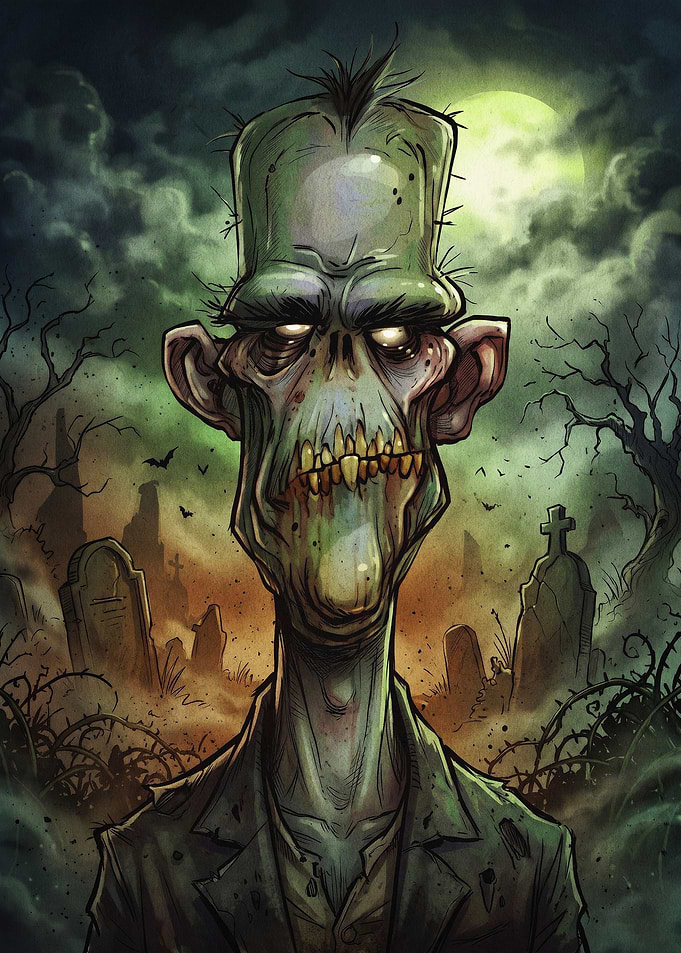 Zombie Monster Graveyard Horror Art