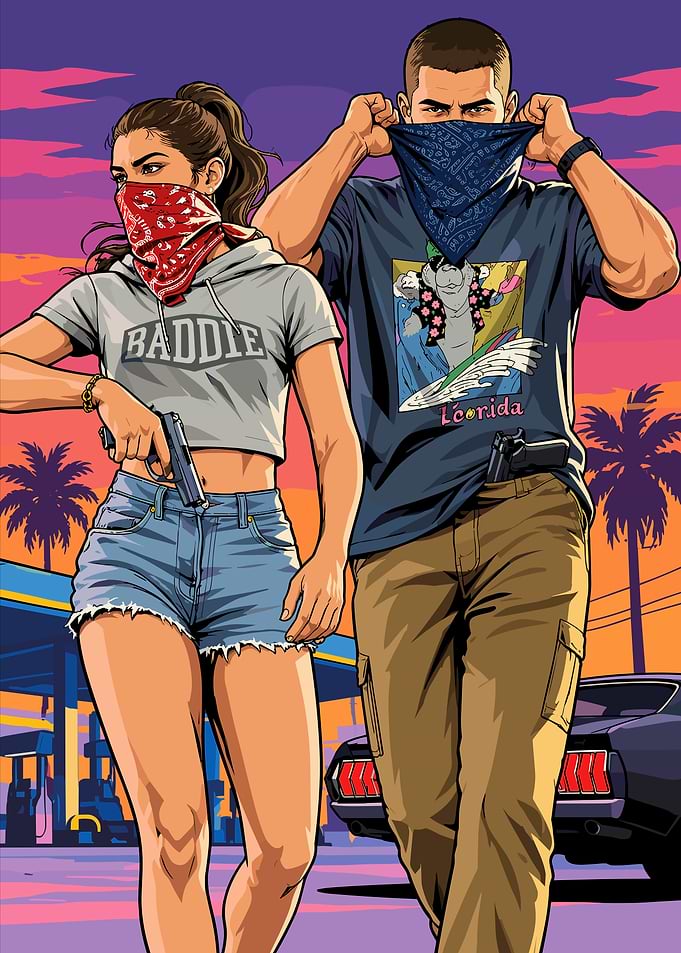 GTA VI Inspired Duo Illustration