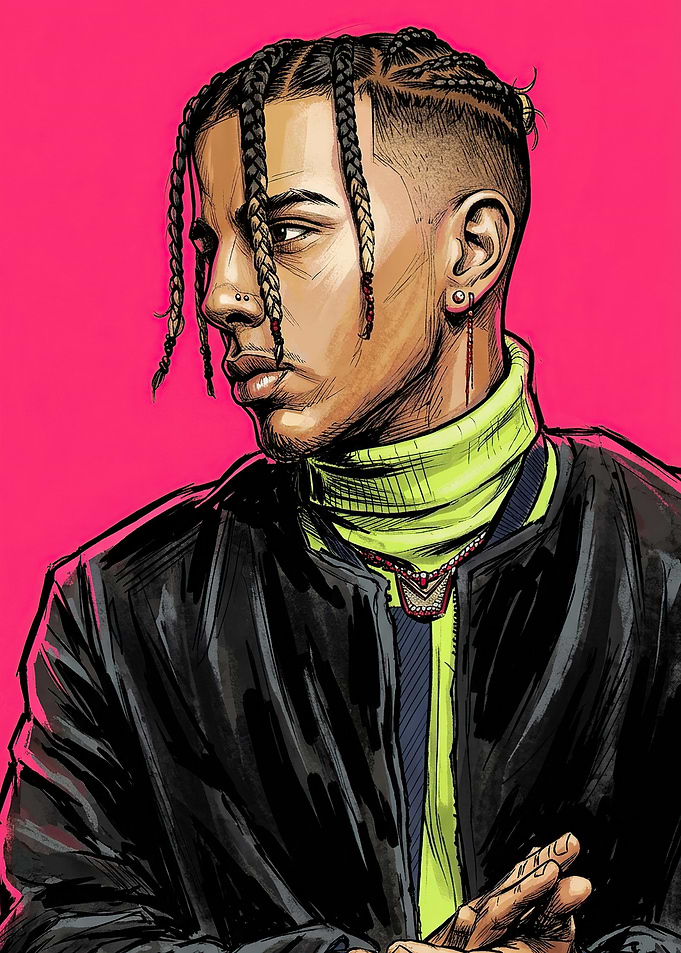 Stylish Young Man Portrait Illustration