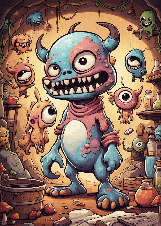 Cute Monster Cave Funny Fantasy Art