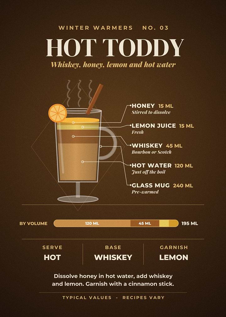 Hot Toddy Whiskey Recipe Winter Poster