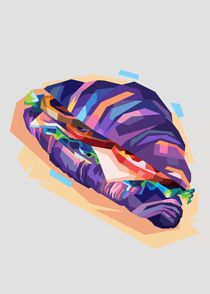 Illustration of a Colorful Croissant Sandwich