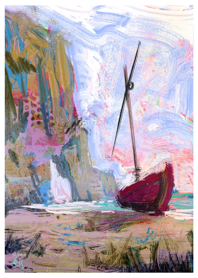 Abstract Impressionist Boat by Cliff