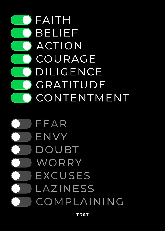 Switch On, Switch Off – Faith, Courage, Gratitude Mindset Poster