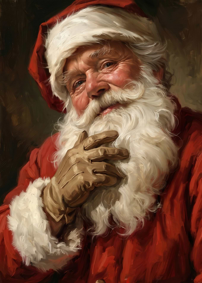 Classic Oil Painting of Santa Claus