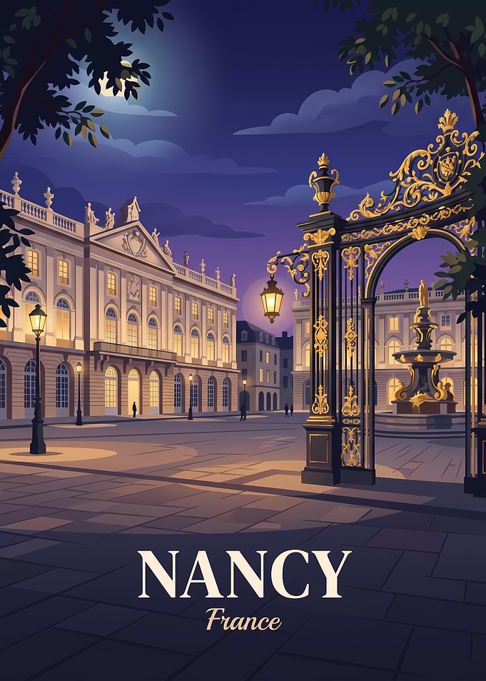 Place Stanislas Nancy France Night Poster