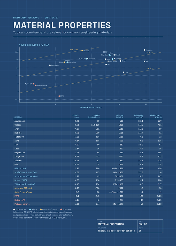 Engineering Reference Material Properties Chart