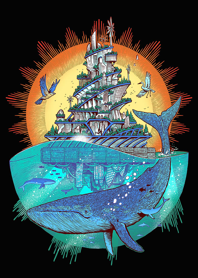 Whale and Futuristic Floating City