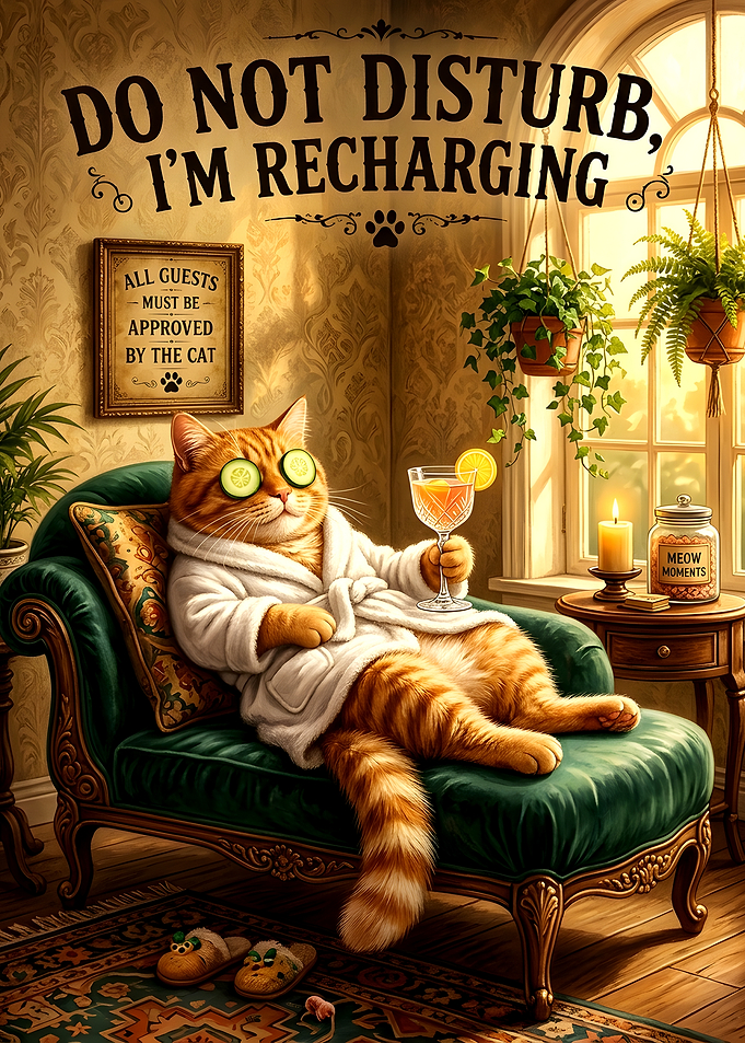 Cat Relaxing in Spa Robe