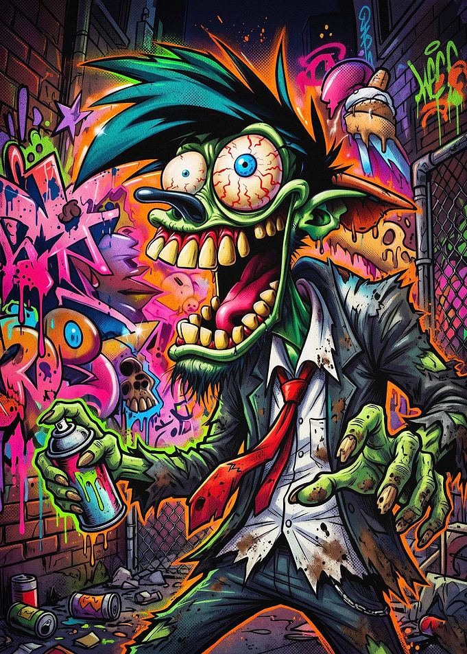 Zombie Graffiti Street Art Poster