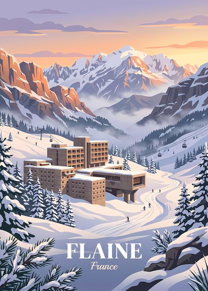 Flaine France Ski Resort Poster