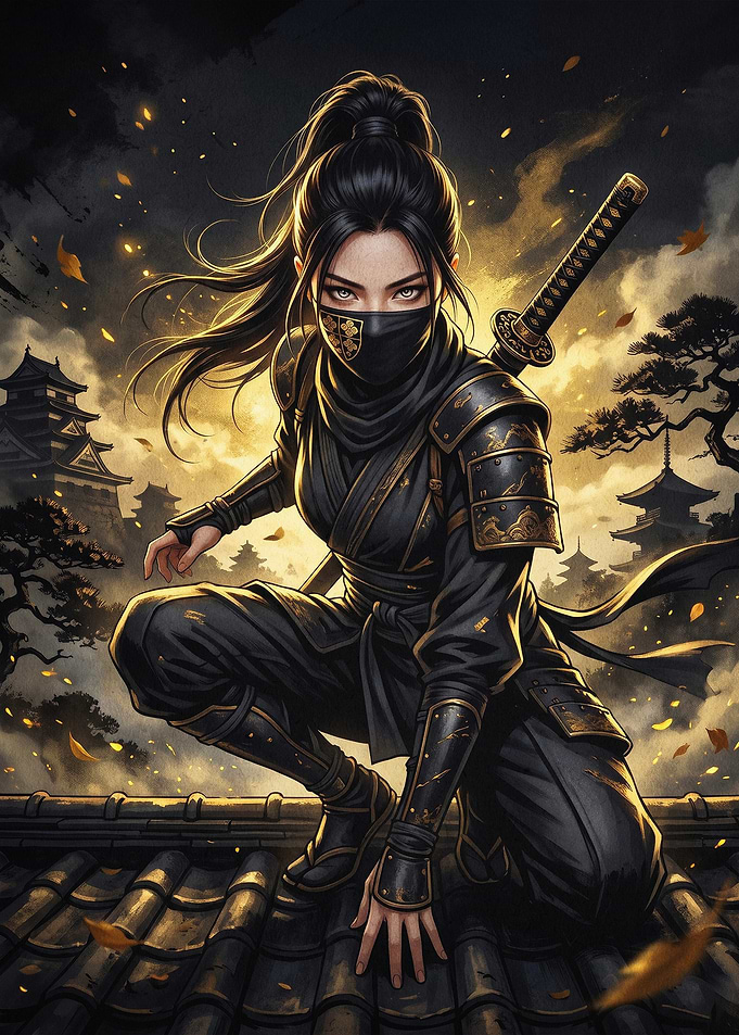 Female Ninja Warrior Dark Fantasy A