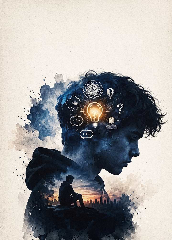 Mind Thoughts Lightbulb Watercolor