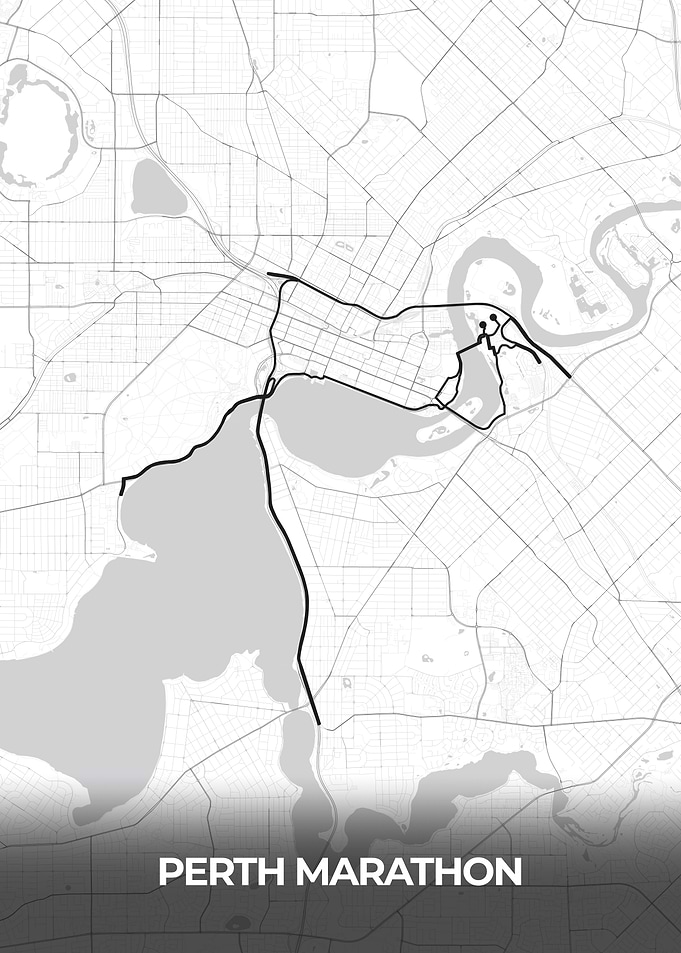 Perth Marathon Route Map Poster